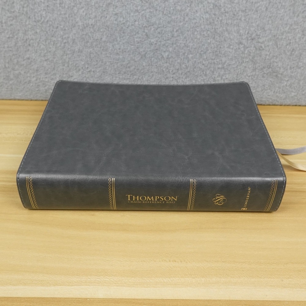 ESV, Thompson Chain-Reference Bible, Leathersoft, Gray, Red Letter Thumb Indexed